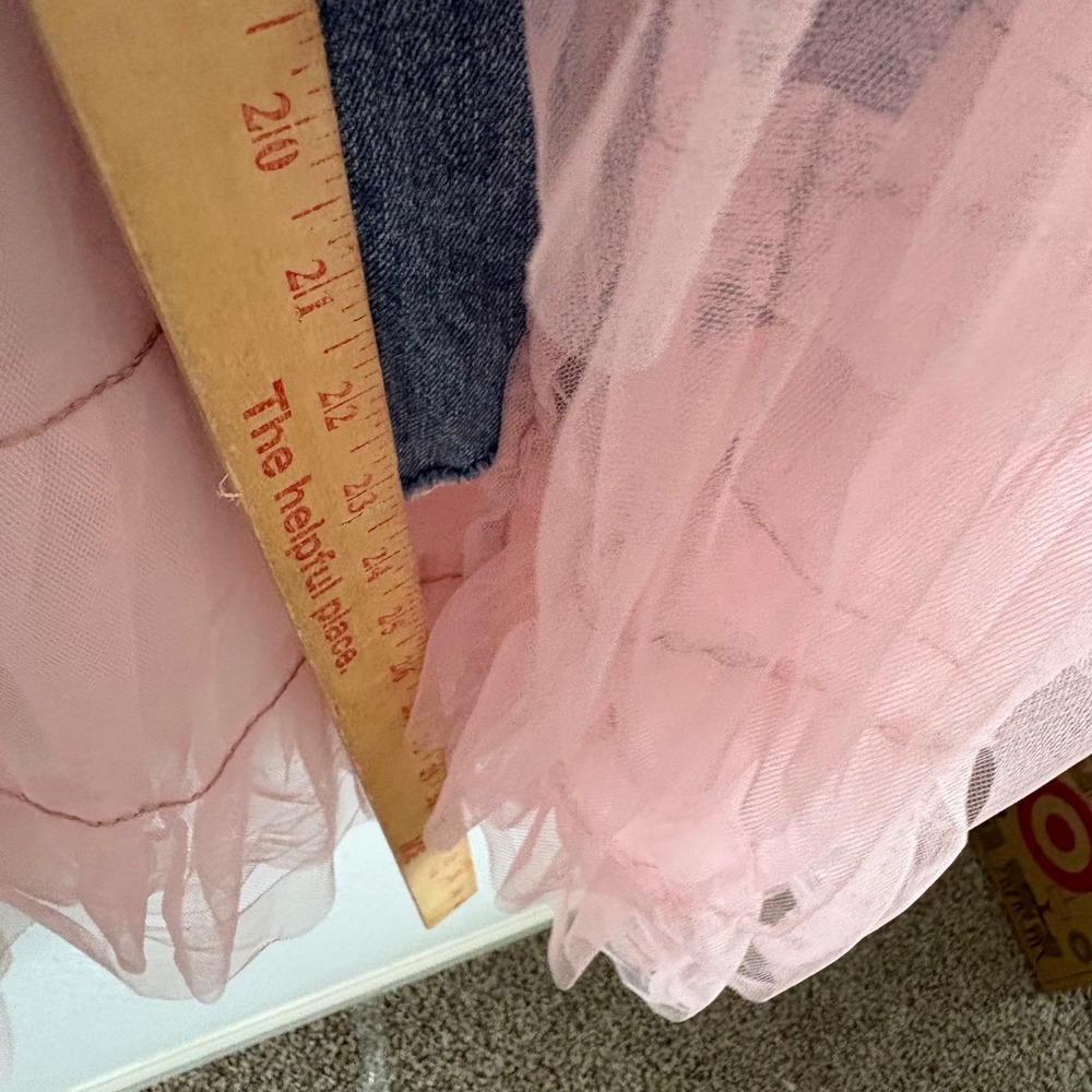 Free People We The Free Pirouette Pink Tiered Tulle Overlay Jeans Blue 28 - Picture 8 of 11